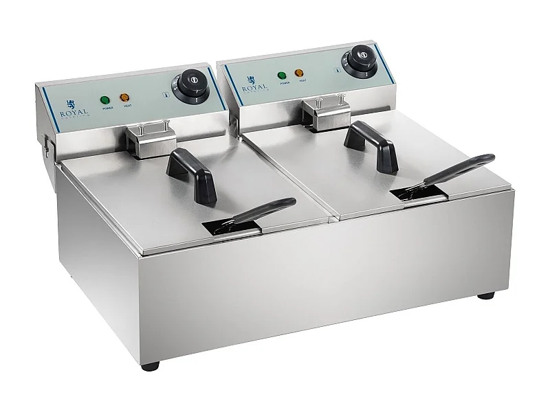 Friggitrice inox professionale 2 vasche 10 litri vasca estraibile 3614010