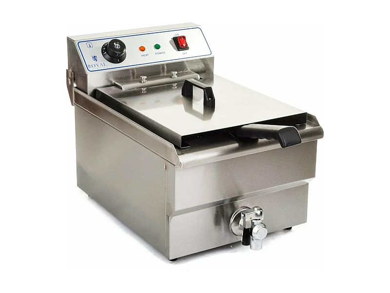 Friggitrice in acciaio inox 1 vasca da 10 litri e resistenza estraibile rubinetto di scarico professionale 3614011