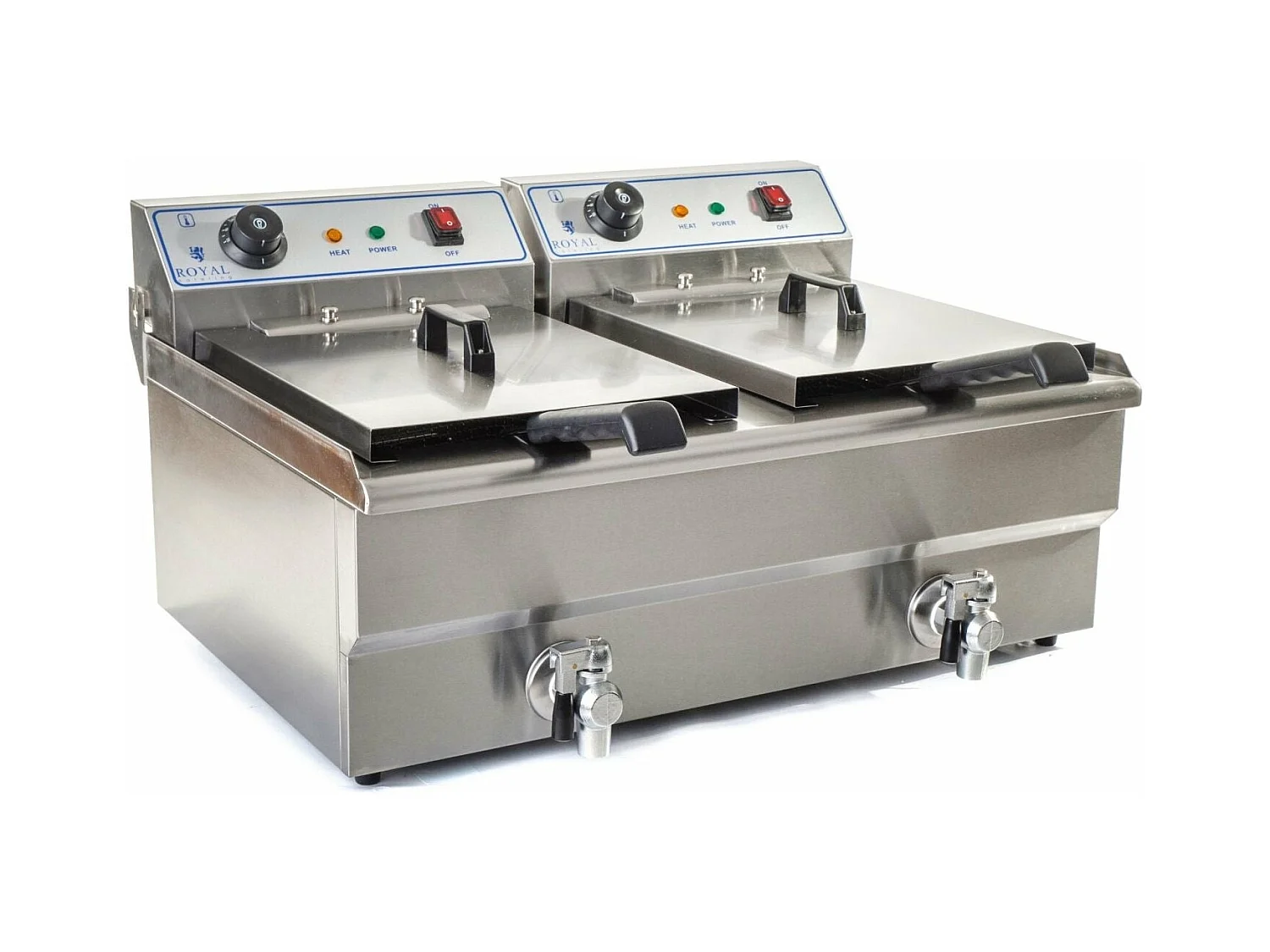 Friggitrice inox 2 vasche vasca 16 litri e rubinetto scarico resistenza estraibile 380 V professionale 3614029