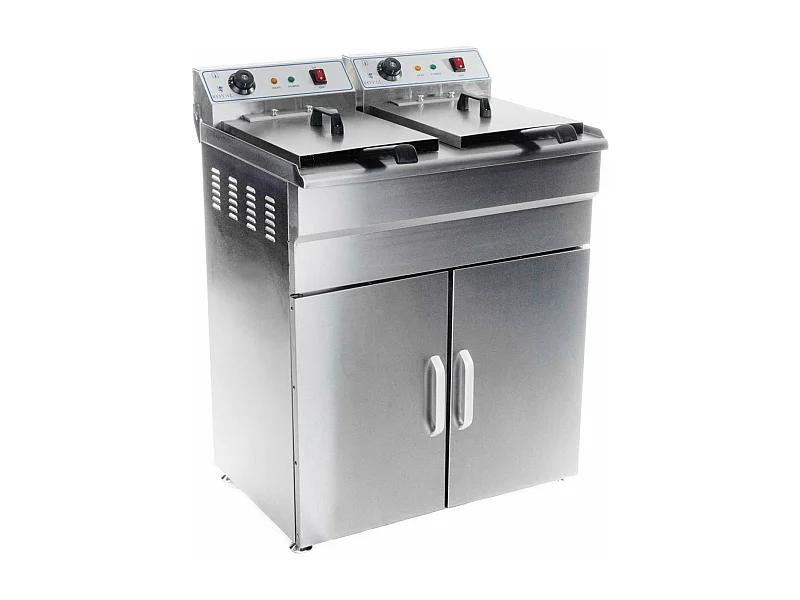 Fritadeira alta em inox 2 bandejas Tanque removível de 16 litros com timer profissional 3614031