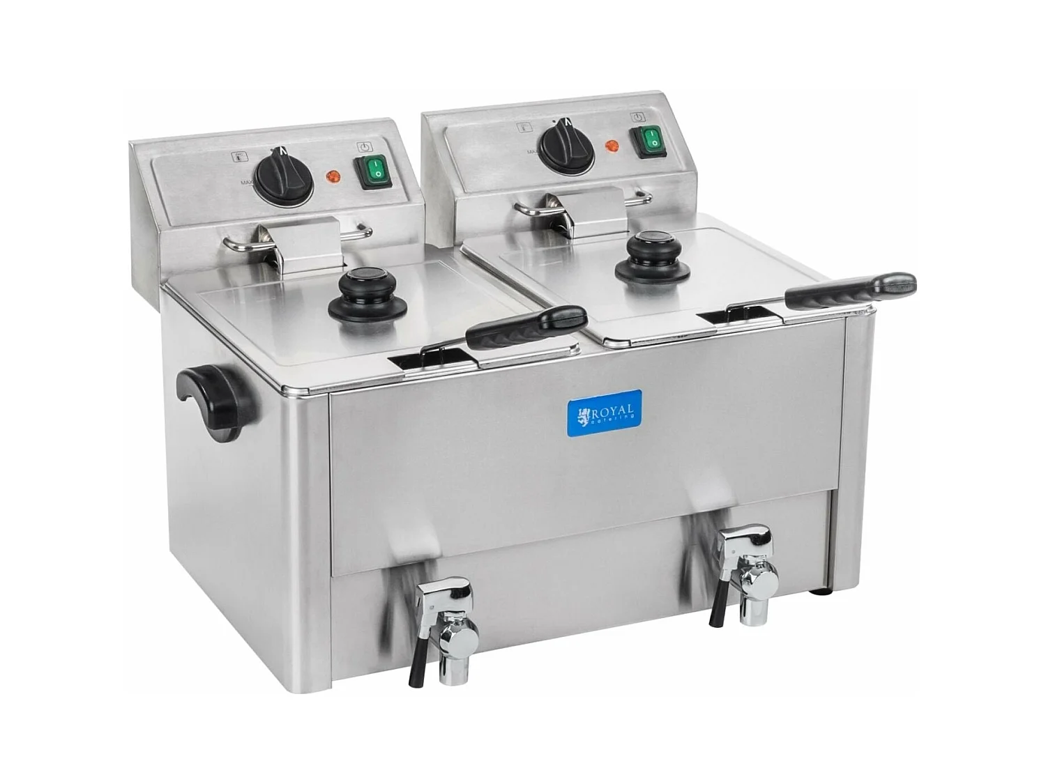 Friggitrice in acciaio inox 2 vasche vasca estraibile 13 litri con termostato professionale EGO timer 3614021