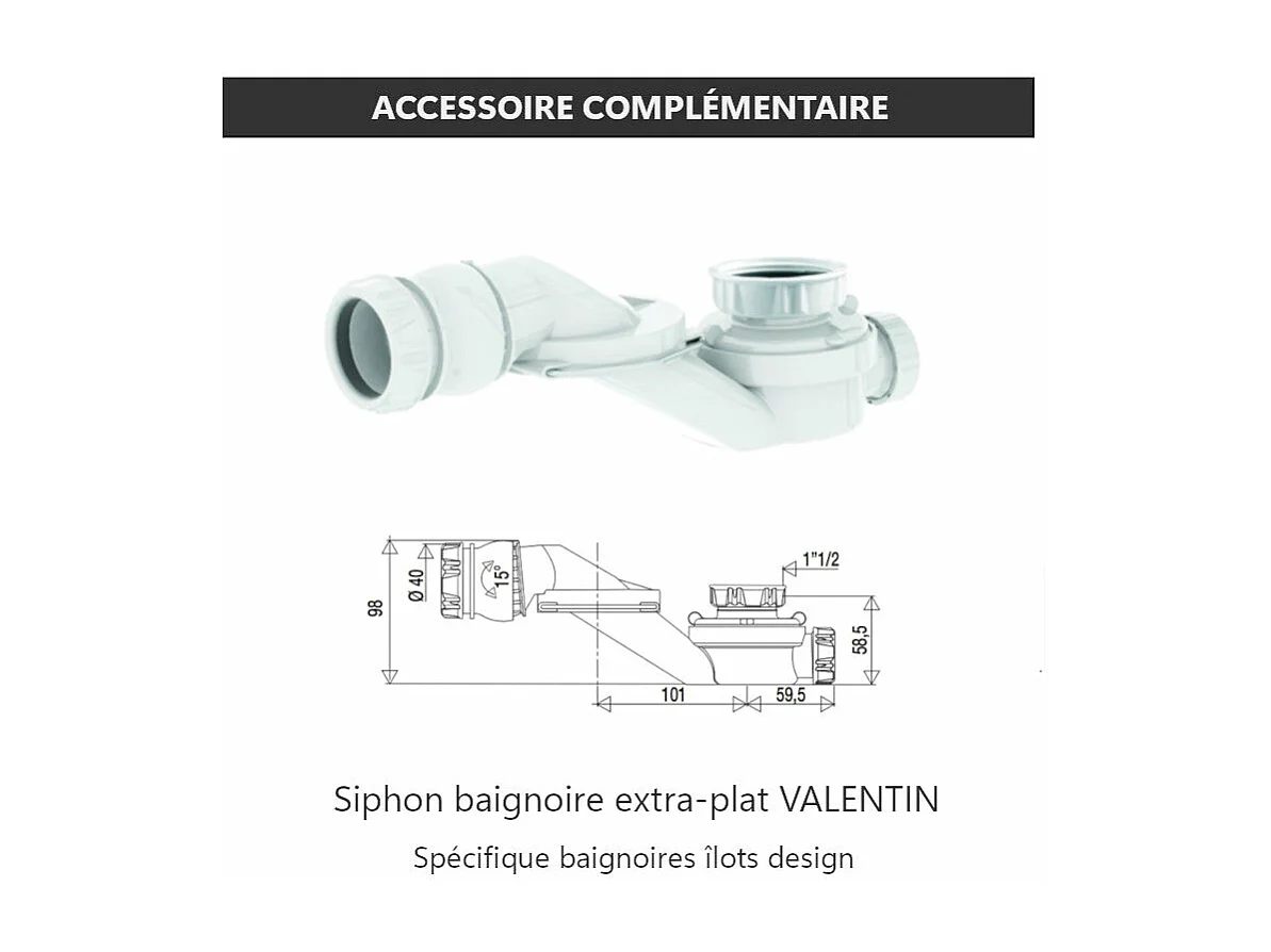 Vasca freestanding LISBON nera opaca 170 cm