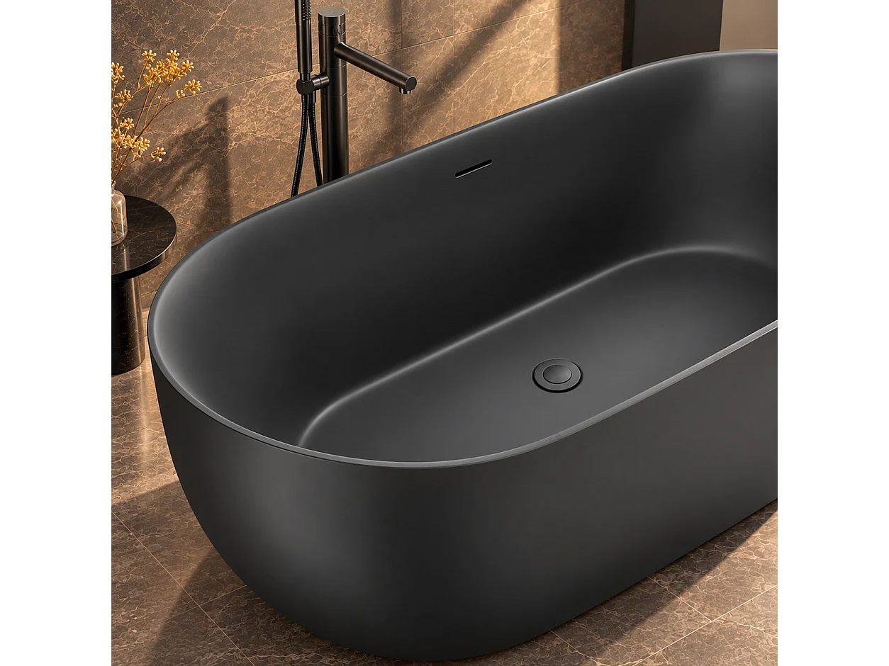 Baignoire îlot design ovale LISBON noir mat 170 cm