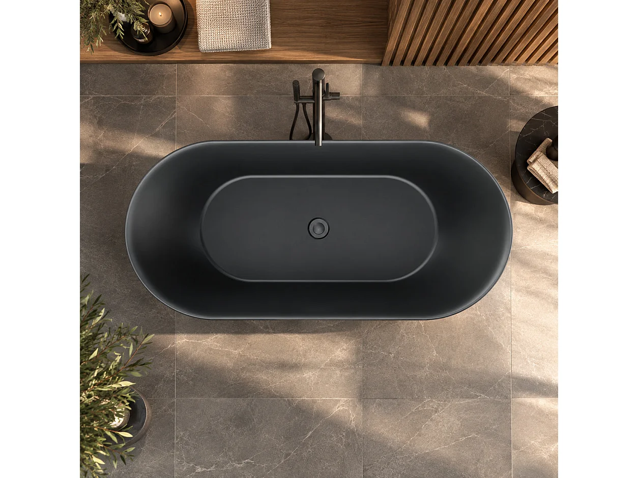 Baignoire îlot design ovale LISBON noir mat 170 cm