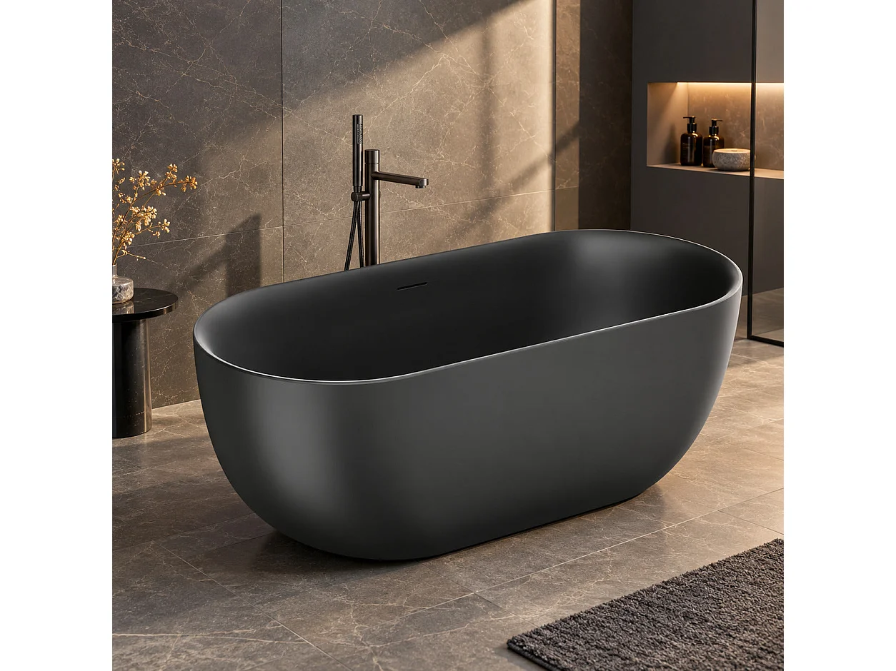 Baignoire îlot design ovale LISBON noir mat 170 cm