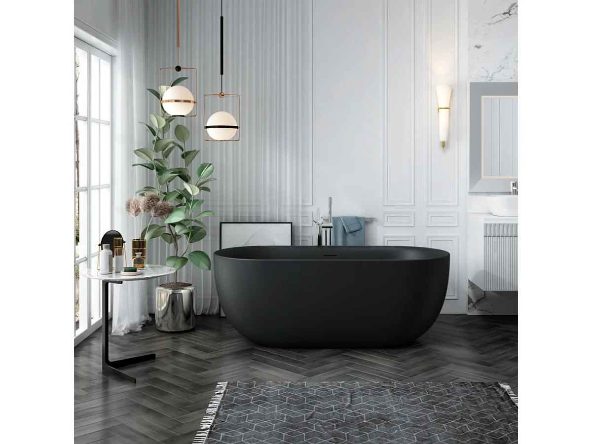Baignoire îlot design ovale LISBON noir mat 170 cm