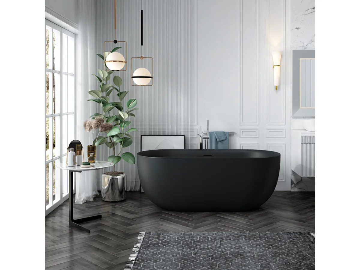 Freistehende Badewanne LISBON SCHWARZ MATT 160 cm