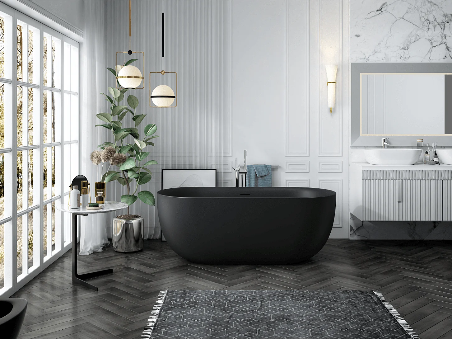 Bañera exenta LISBON negro  150 cm Mate