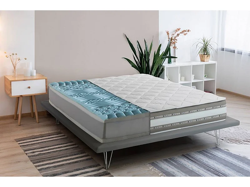 Colchão duplo Dmirant, colchão Memory Foam e Gel com 9 zonas diferenciadas, 100% Fabricado na Itália, Antiácaro e Hipoalergênico, 140x200h27 cm