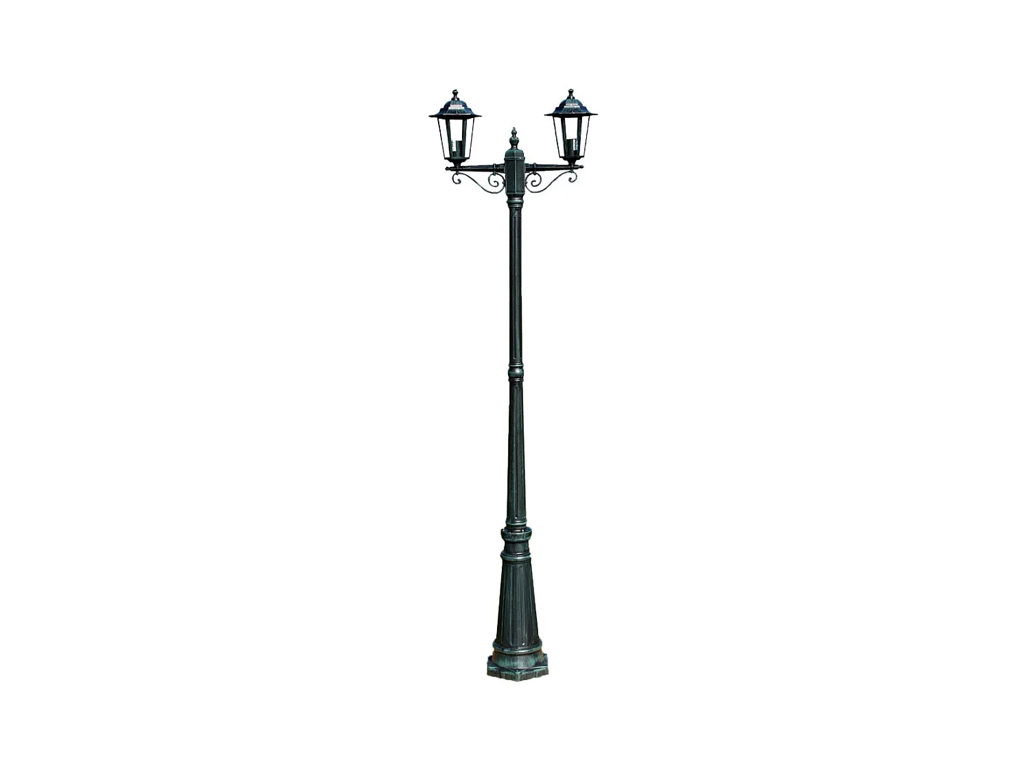 Candeeiro de pé duplo verde para exterior 215 cm iluminação decorativa 2402082