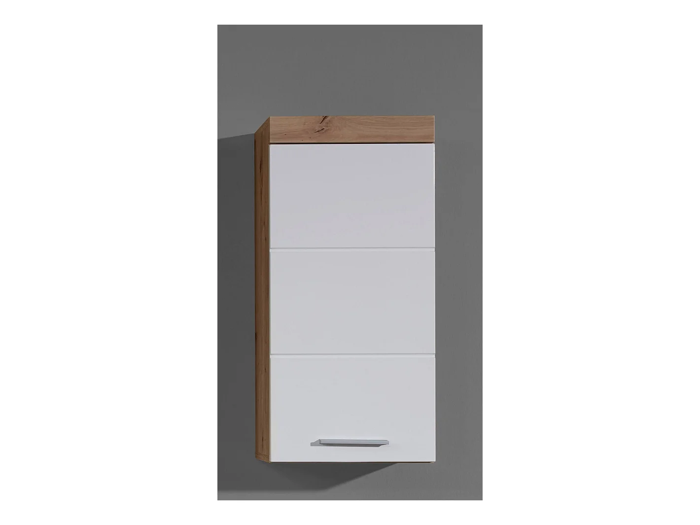 Meuble haut salle de bain mélaminé blanc/chêne brillant. L - H - P : 37 | 77 | 23 cm