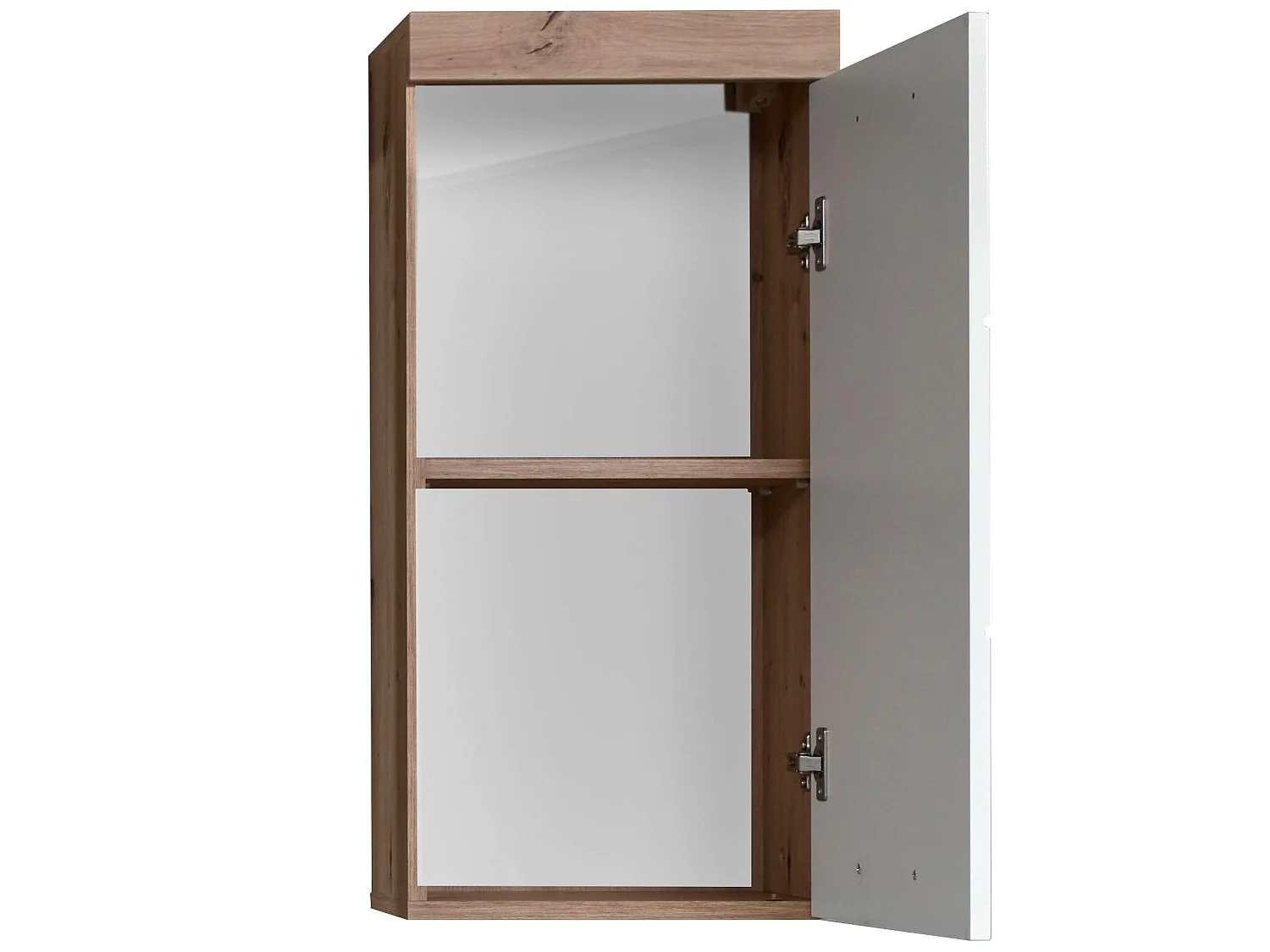 Meuble haut salle de bain mélaminé blanc/chêne brillant. L - H - P : 37 | 77 | 23 cm