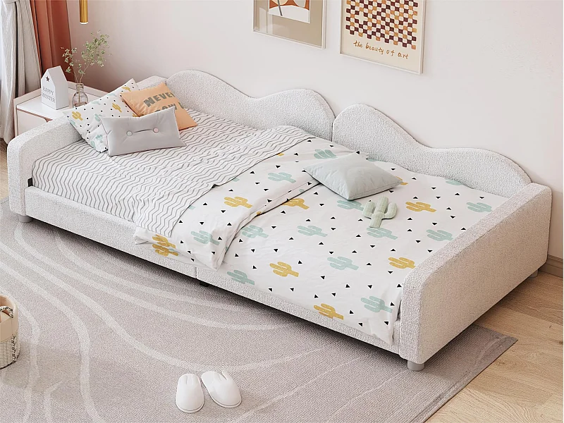 Dormeuse 90x200 cm in tessuto French Terry - con rete a doghe - Bianco