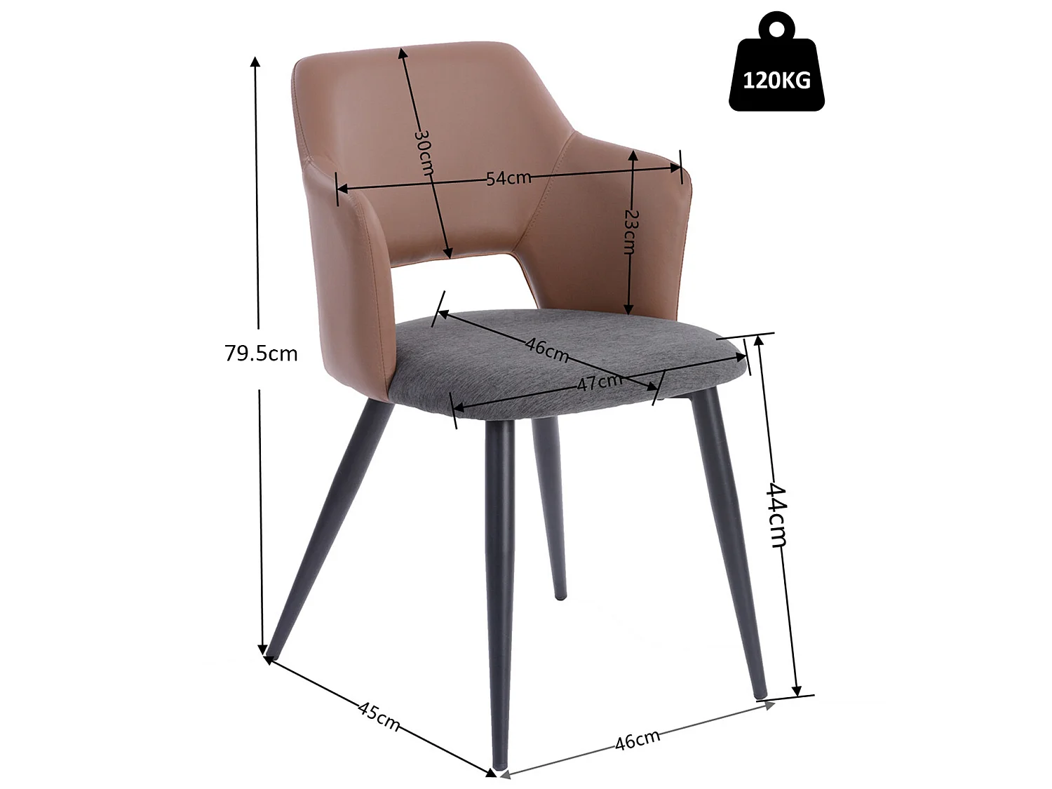Lot de 4 chaise de salle à manger fauteuil de table industriel,akanji
