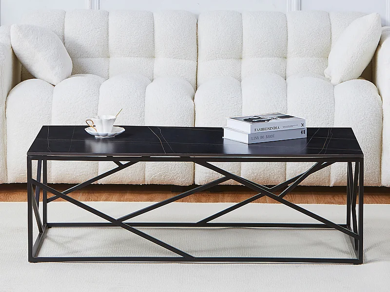 Mesa de centro em cerâmica e metal efeito mármore preto - MELRONE de Pascal Morabito