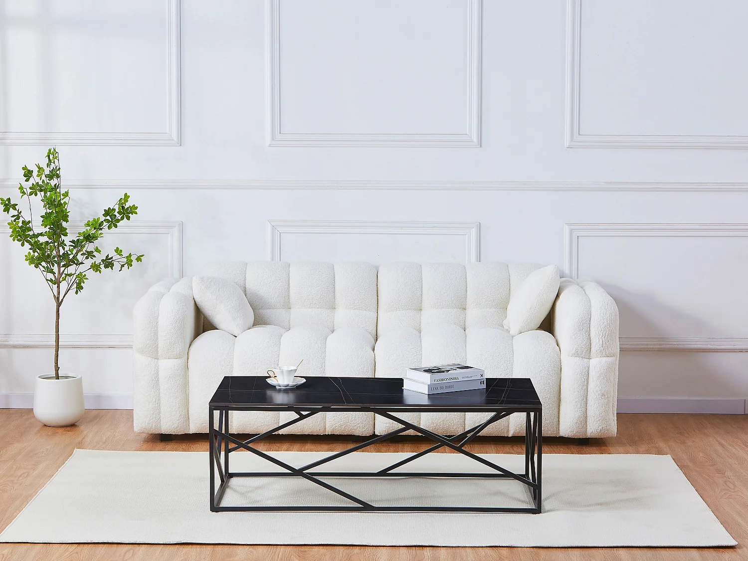 Table basse en céramique et métal - Effet marbre noir - MELRONE de Pascal Morabito