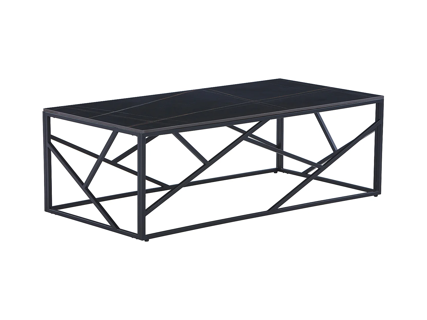 Salontafel van keramiek en metaal - Zwart marmereffect - MELRONE van Pascal Morabito