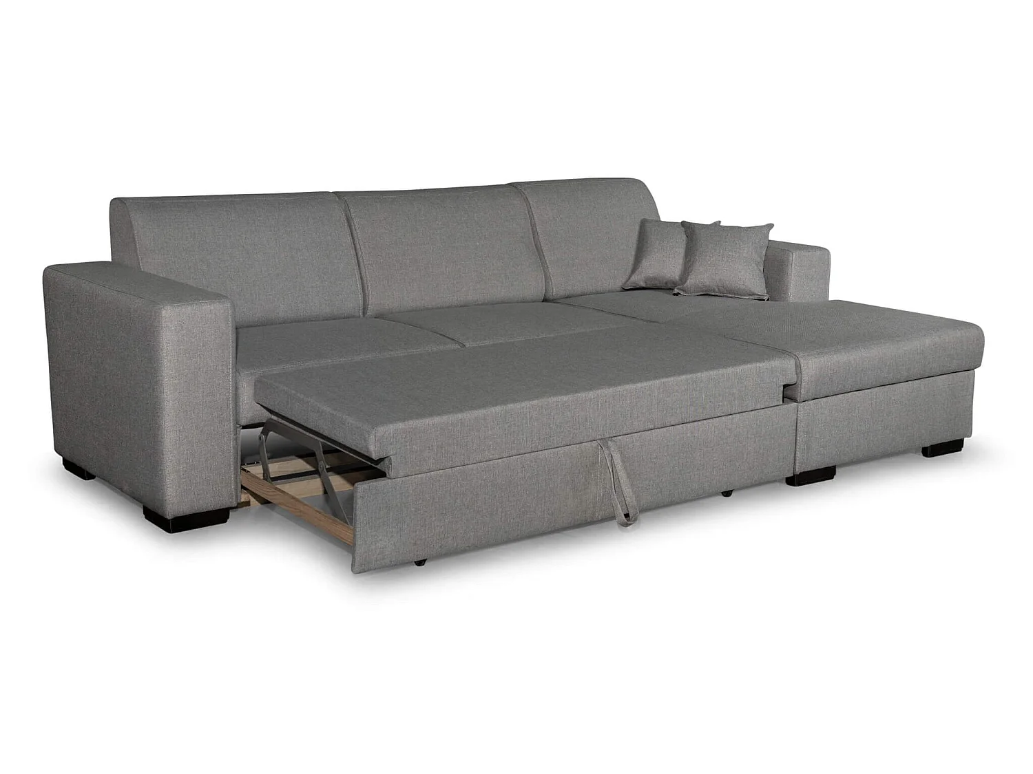 Canapé convertible d'angle droit 4 places en tissu gris clair - CA00003