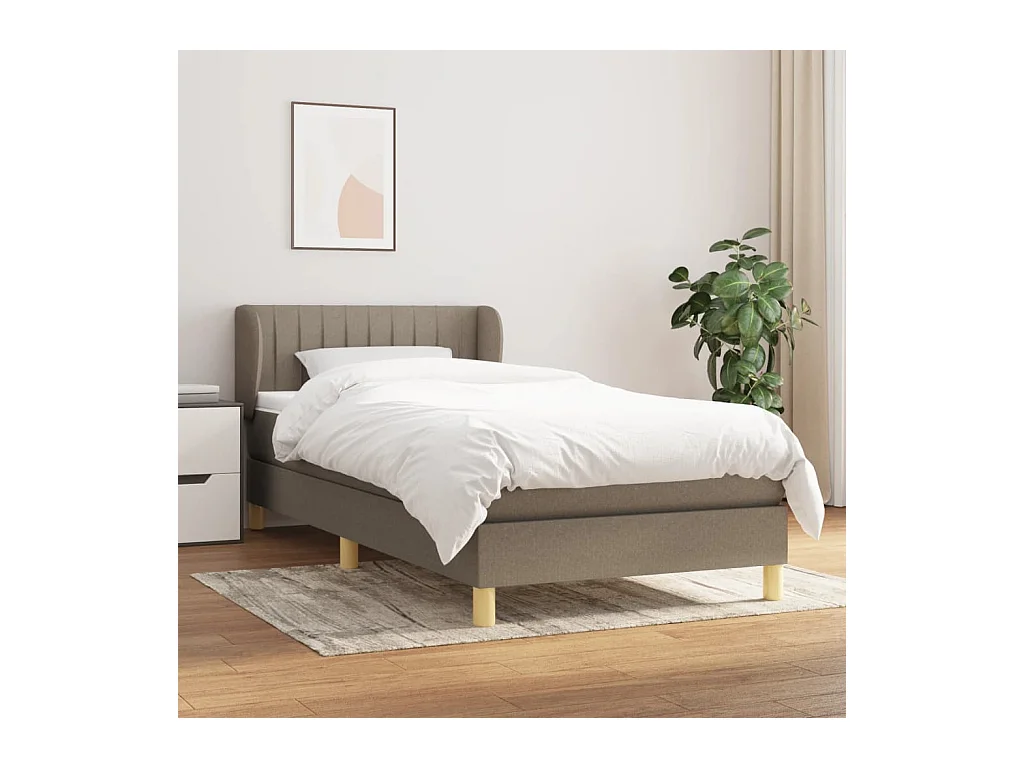 Sommier à lattes de lit avec matelas Taupe 90x190 cm Tissu