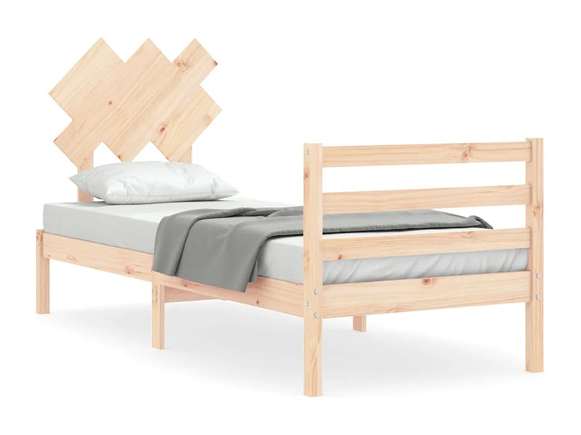Estructura de cama individual con cabecero madera maciza