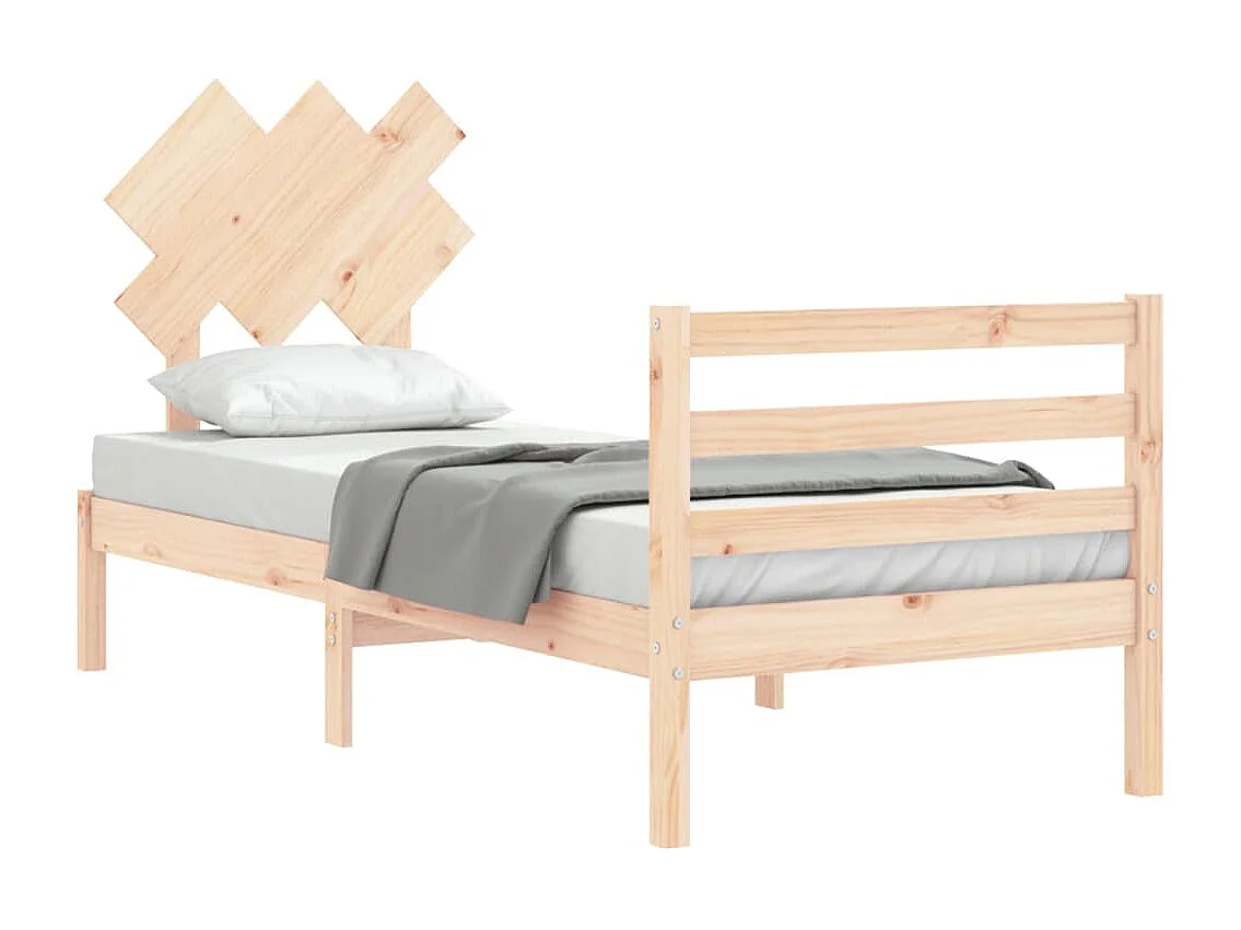 Estructura de cama individual con cabecero madera maciza