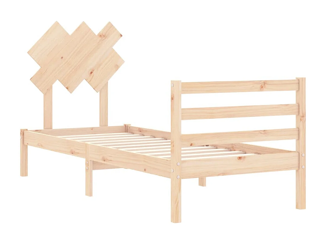 Estructura de cama individual con cabecero madera maciza