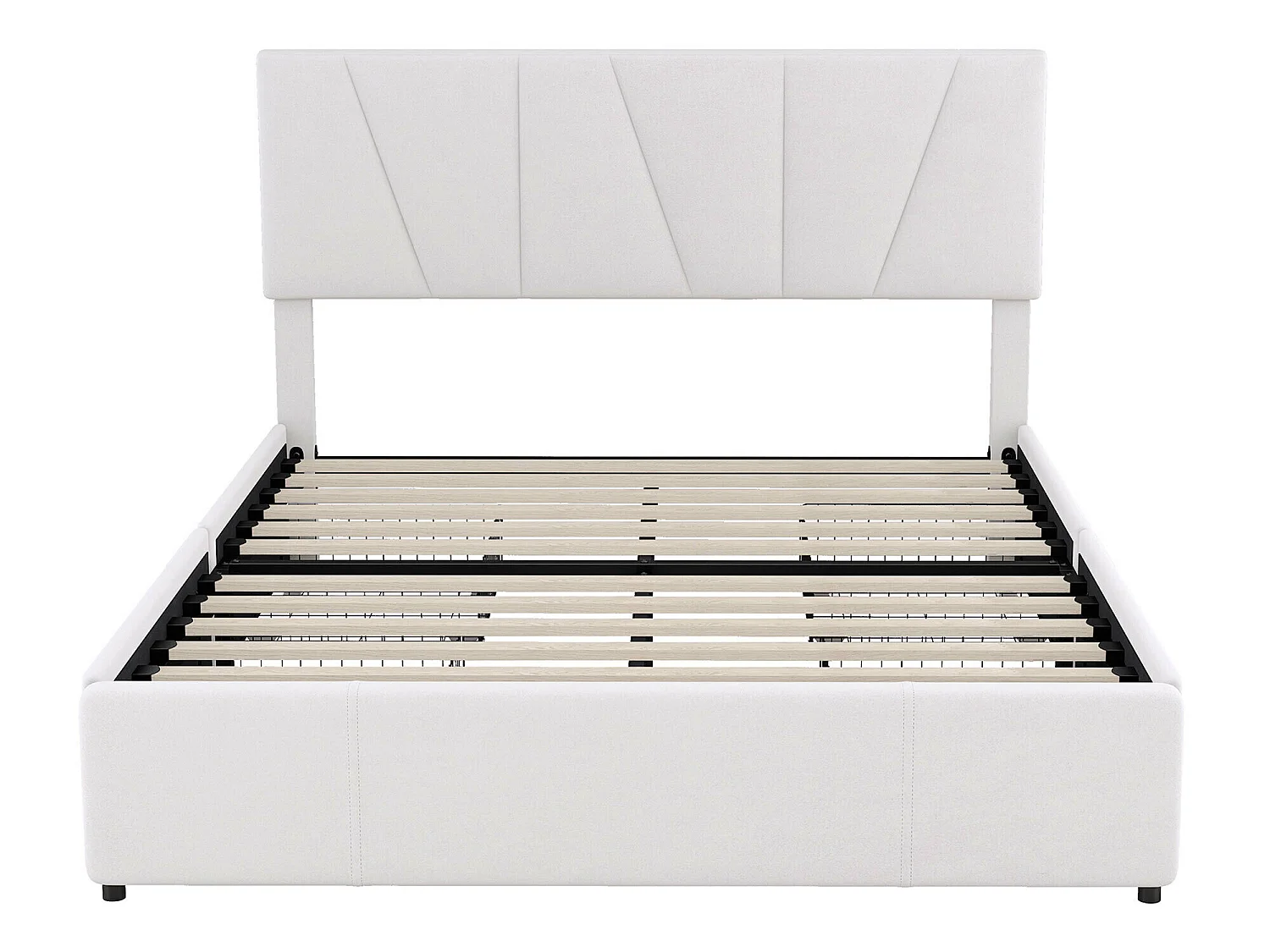 Doppelbett 140x200cm mit 4 Schubladen, gepolstertes Bett für 2 Personen, Samtstoff, verstellbares Kopfteil, modernes Design, weiß