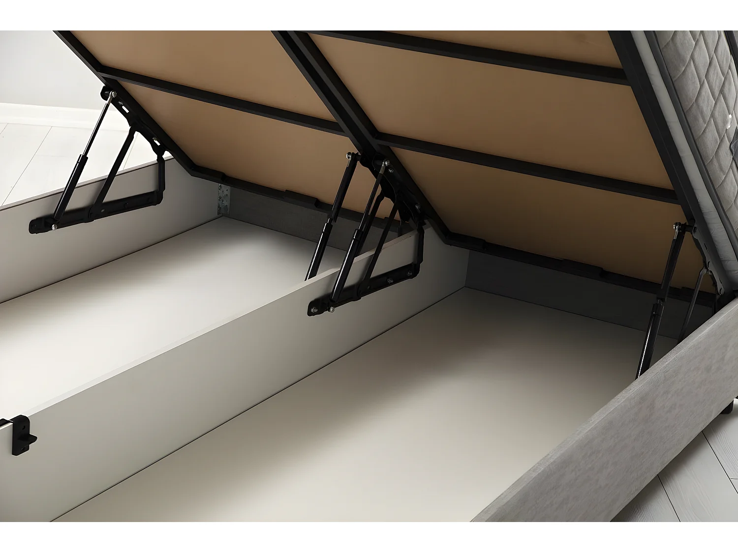 Lit double à sommier relevable Testin 160x200cm avec matelas antibactérien à ressort Velours Gris clair