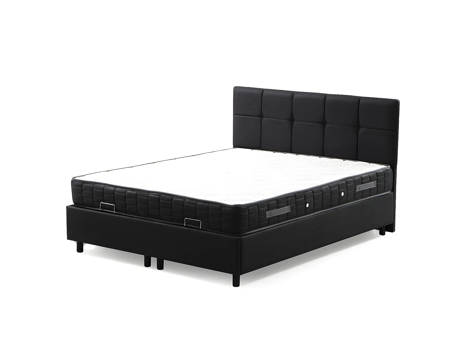 Lit double à sommier relevable Testin 160x200cm avec matelas antibactérien à ressort Velours Anthracite