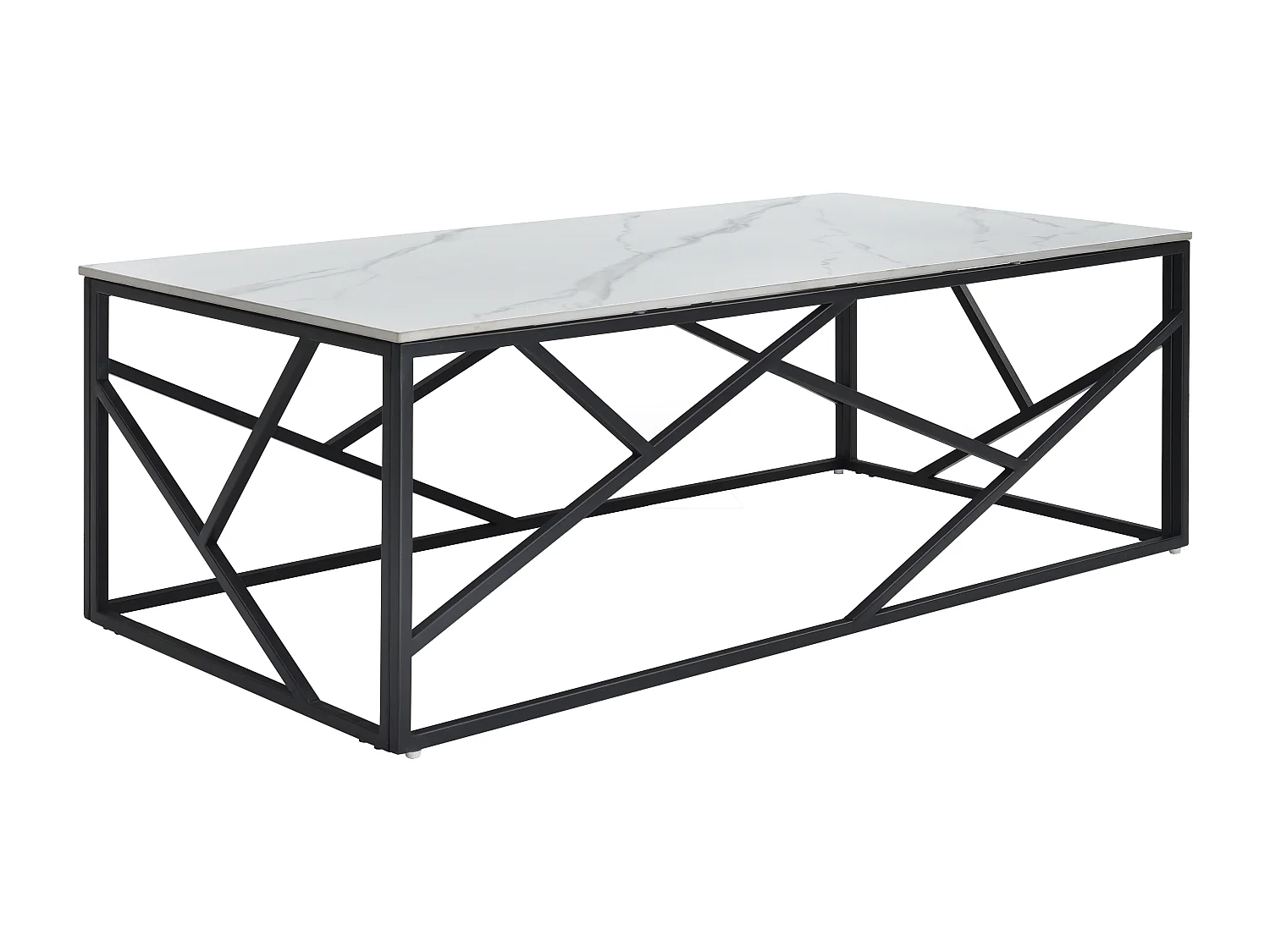 Table basse en céramique et métal - Effet marbre blanc et Noir - MELRONE de Pascal Morabito