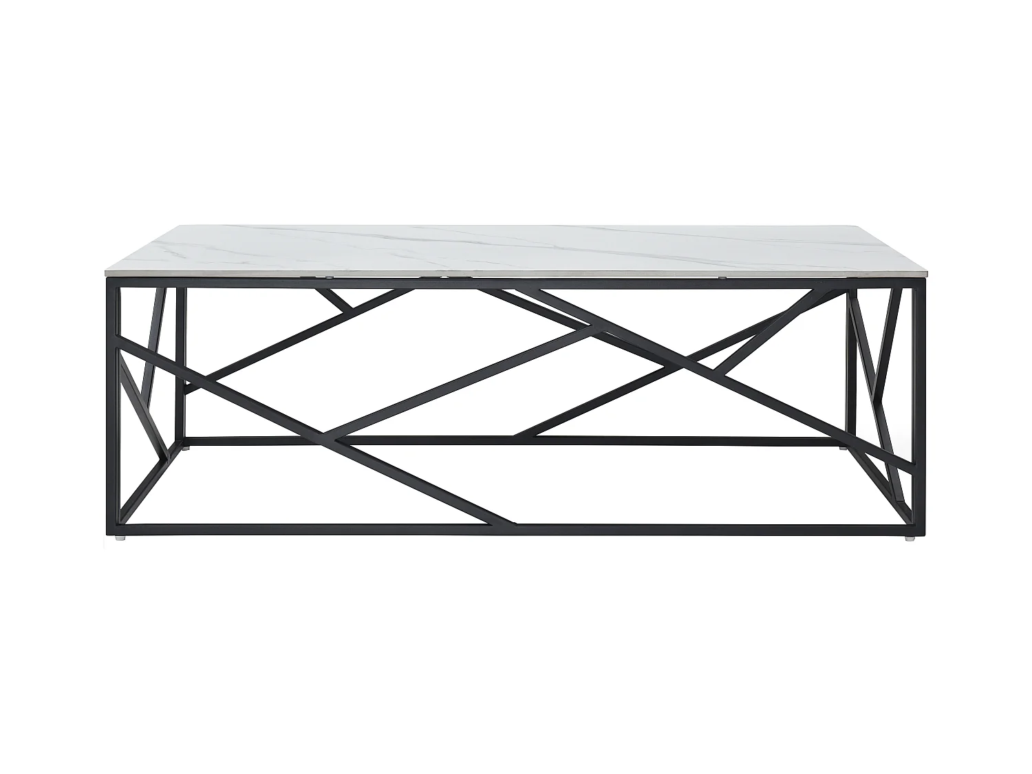 Couchtisch - Keramik & Metall - Marmor-Optik Weiß & Schwarz - MELRONE von Pascal MORABITO