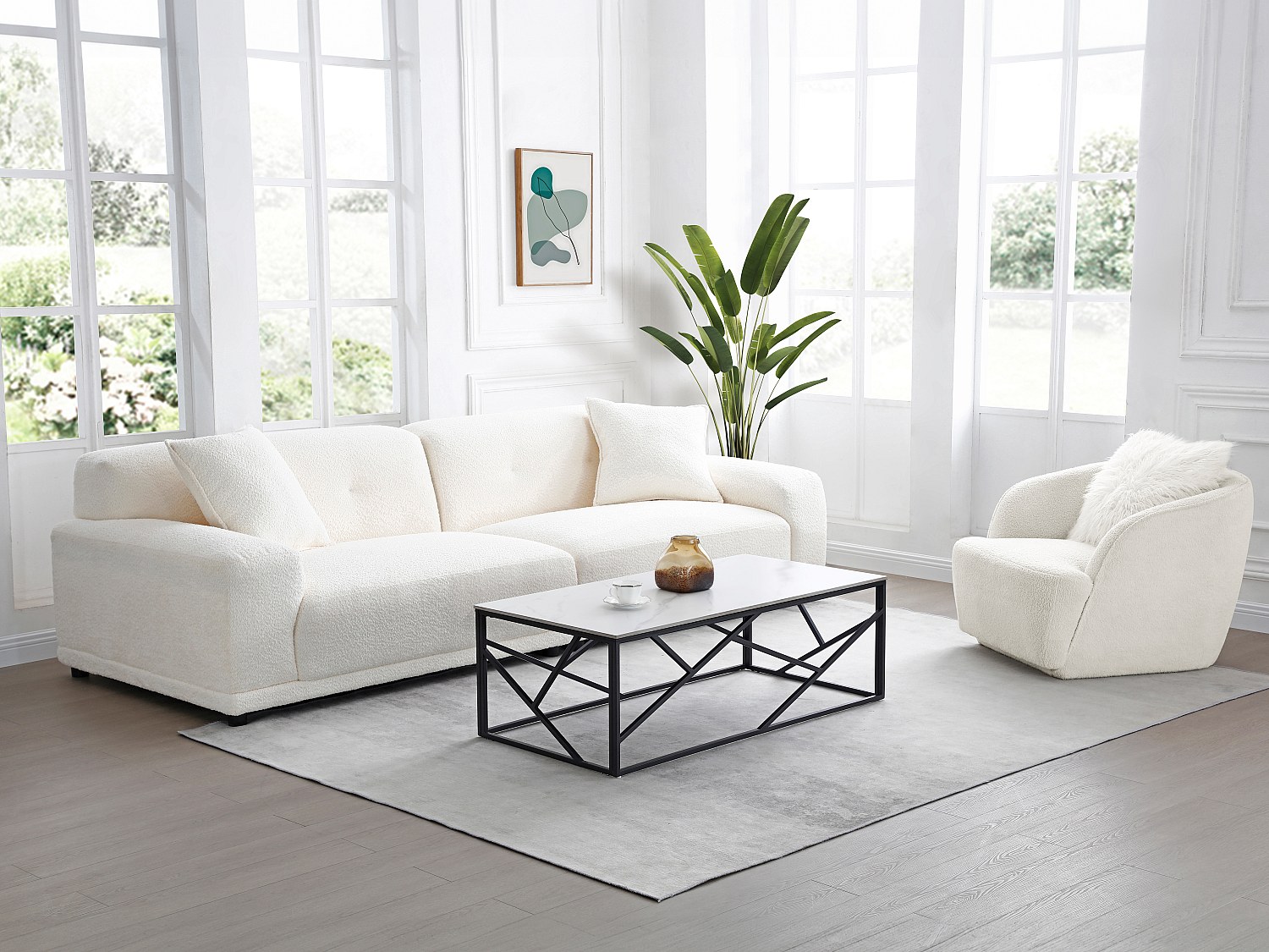 Vente-unique Couchtisch - Keramik & Metall - Marmor-Optik Weiß & Schwarz - Melrone Von Pascal Morabito