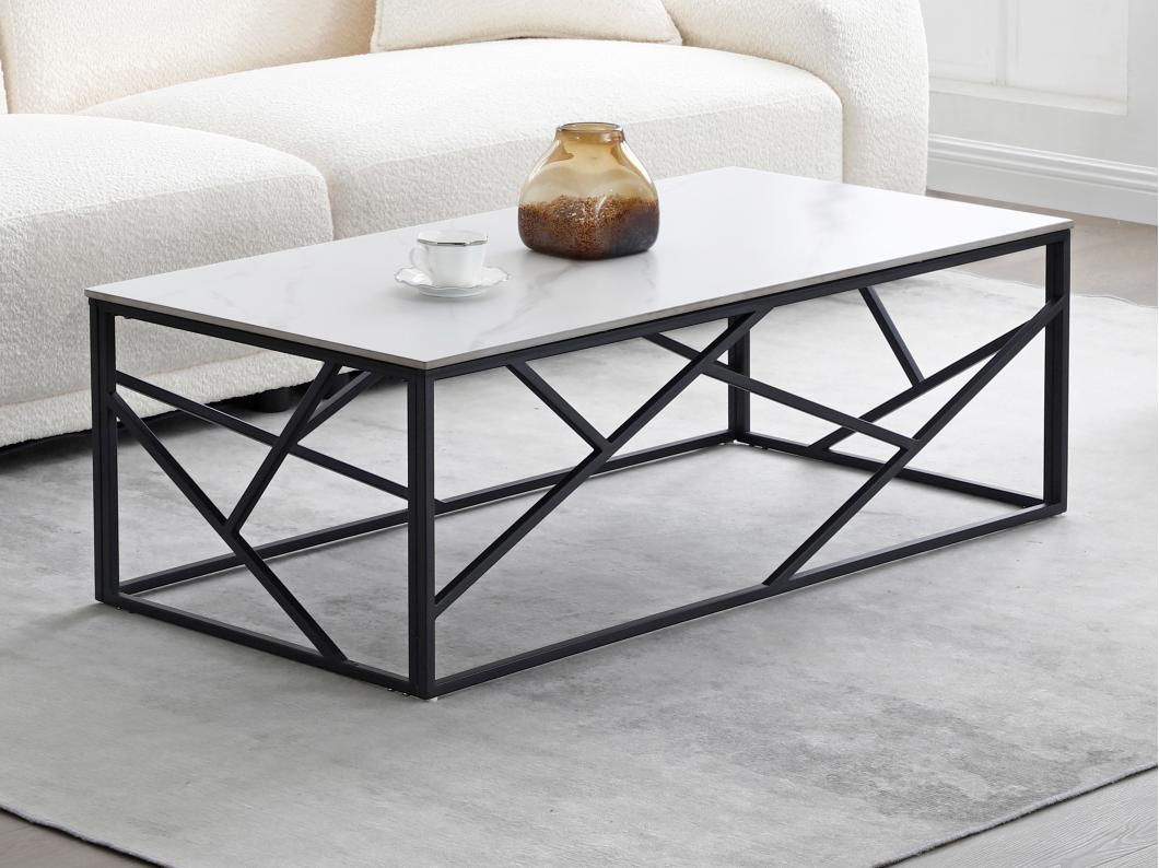 Table basse en céramique et métal - Effet marbre blanc et Noir - MELRONE de Pascal Morabito