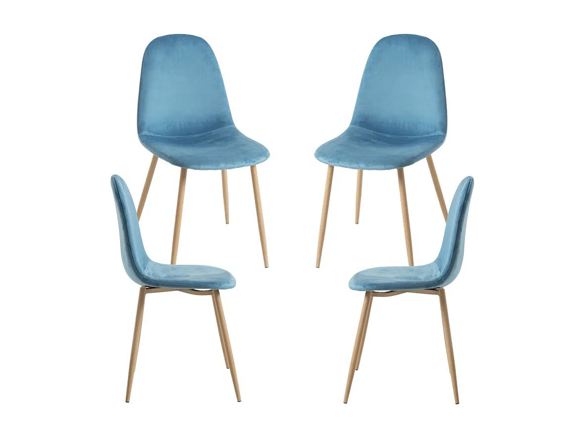 Packs Sillas Comedor - Pack 4 Sillas Teok Terciopelo - Verde azulado