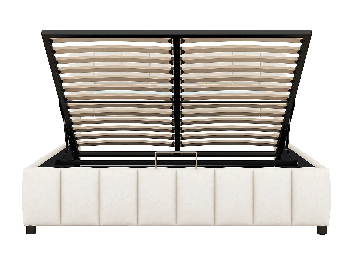 Cama dupla de arrumação 180x200cm, cama acolchoada de veludo, com iluminação LED, estrutura de cama moderna com espaço de arrumação, bege