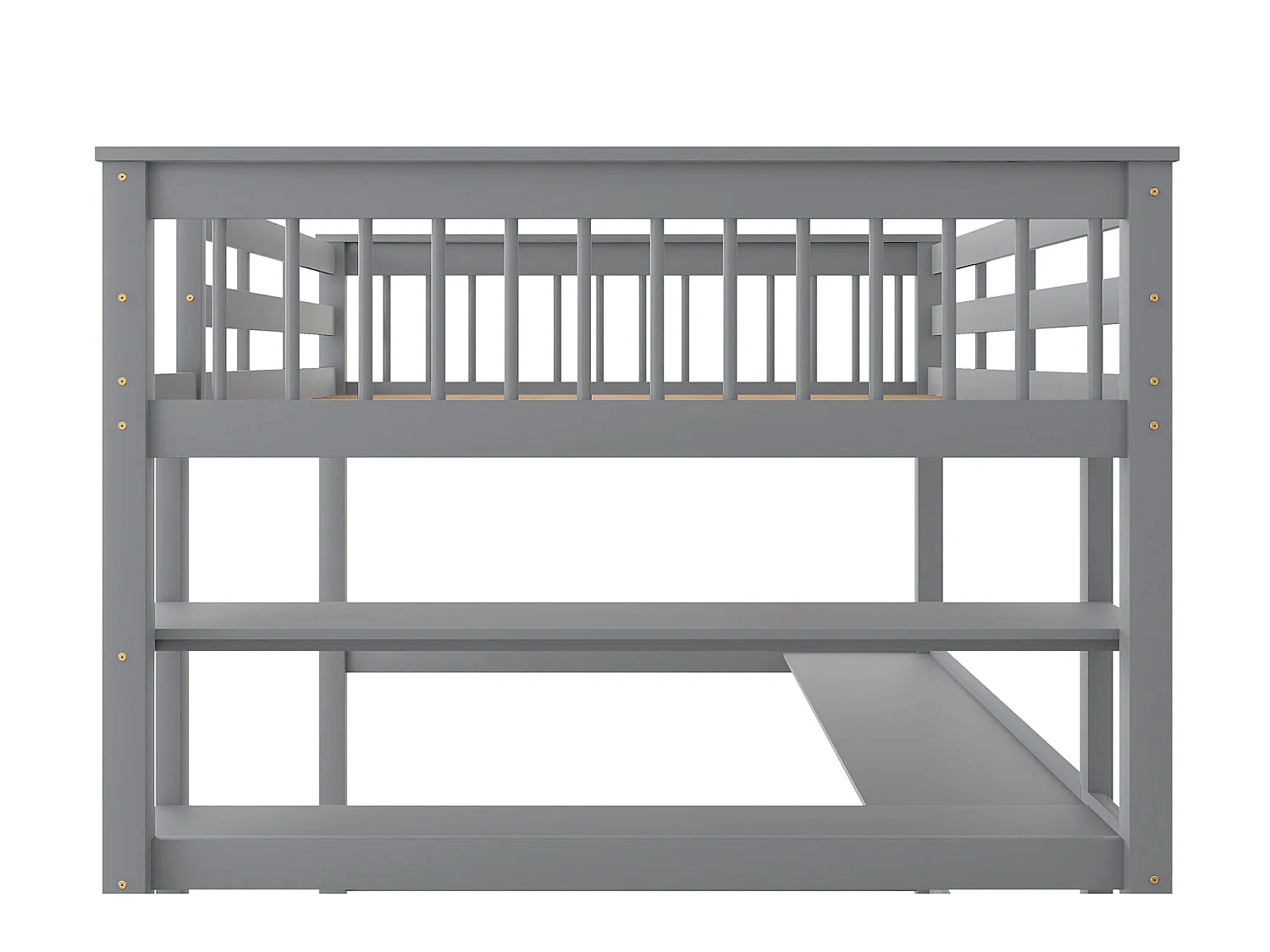 Mezzaninebed 140 x 200 cm - bureau + opbergplanken - grenen en MDF - grijs