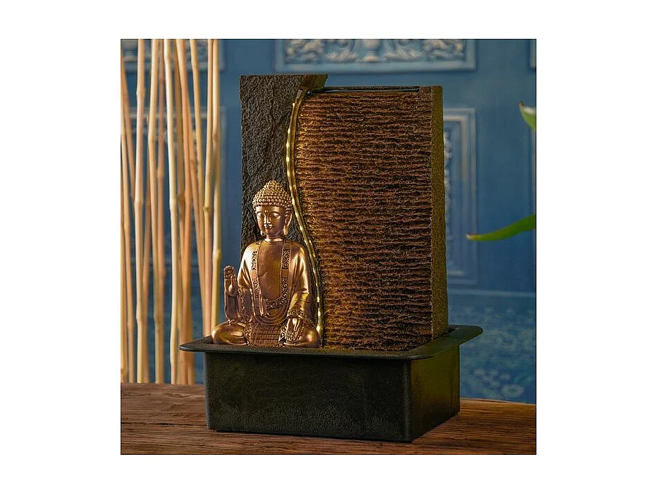 Springbrunnen aus Kunstharz mit Buddha Jati