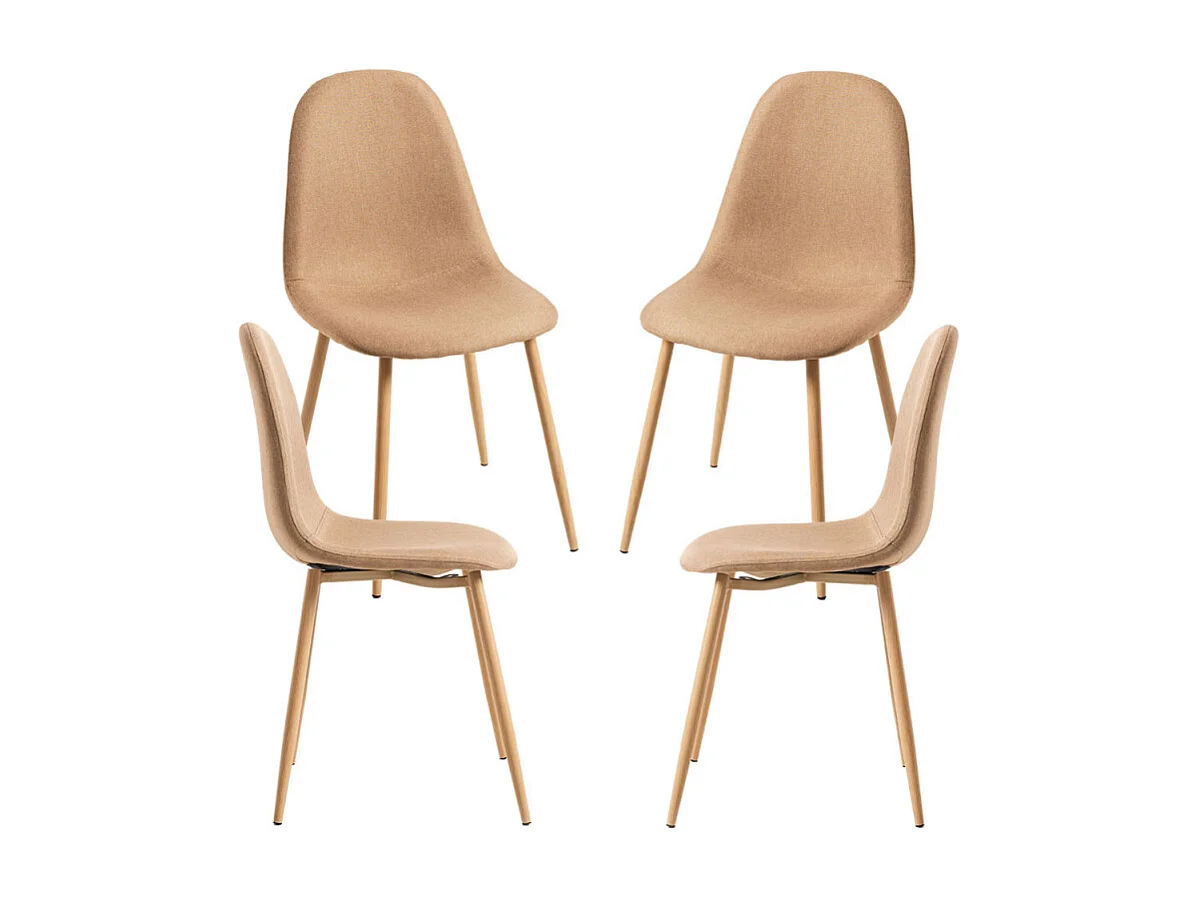 Packs Sillas Comedor - Pack 4 Sillas Teok Tela - Marrón arena