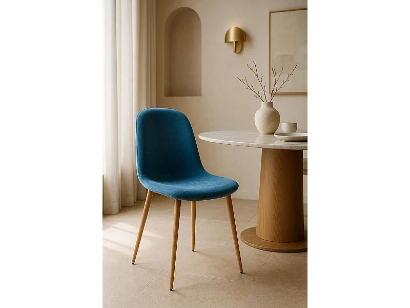 Sillas Comedor - Silla Teok Terciopelo - Verde azulado