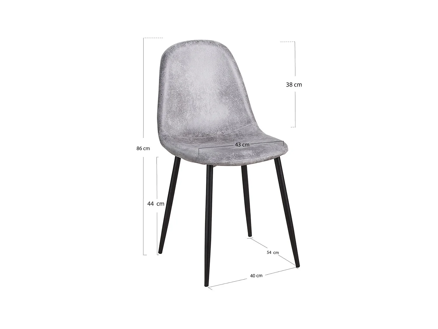 Sillas Comedor - Silla Black Teok Polipiel Vintage - Gris claro