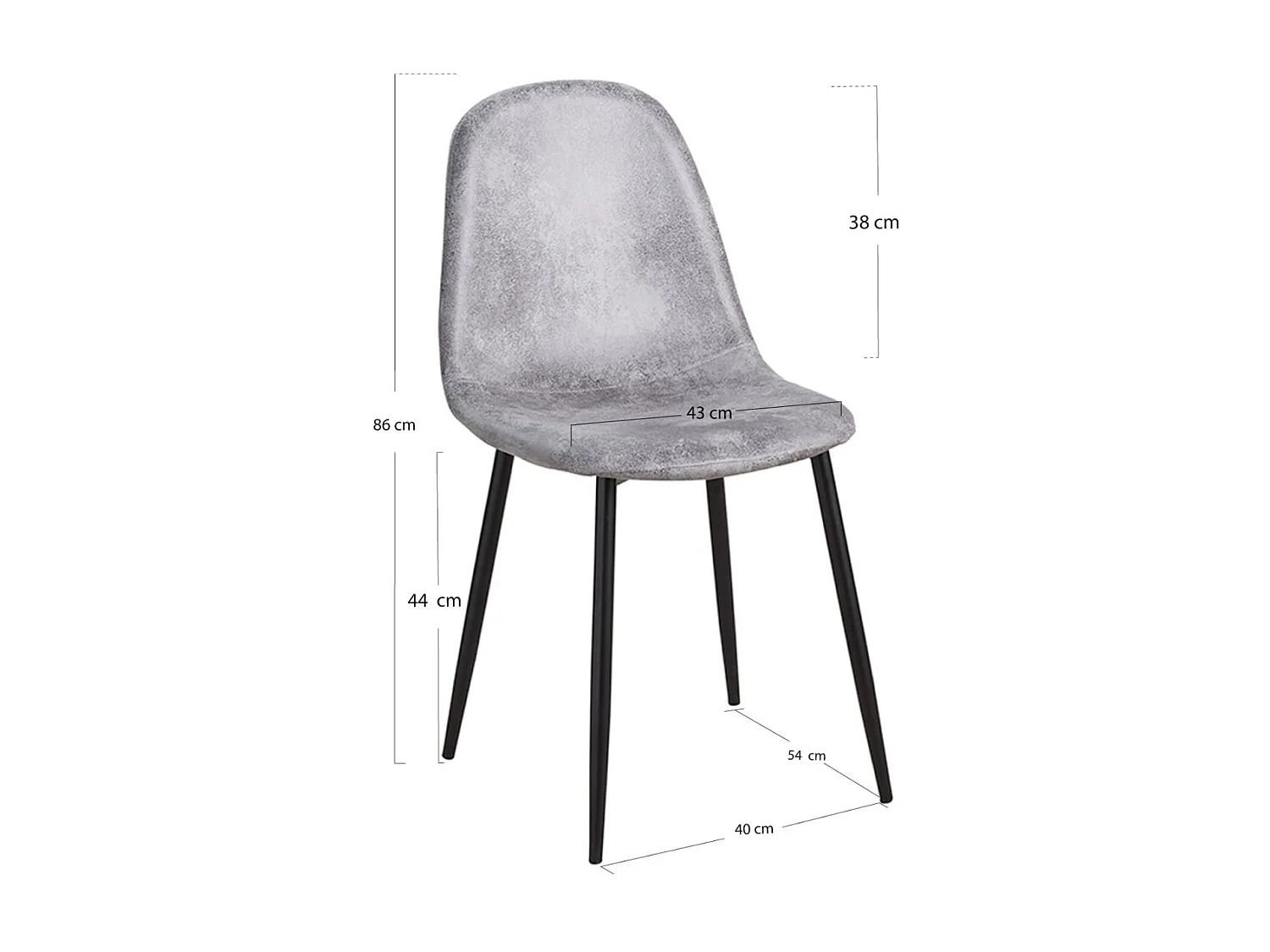 Sillas Comedor - Silla Black Teok Polipiel Vintage - Gris claro