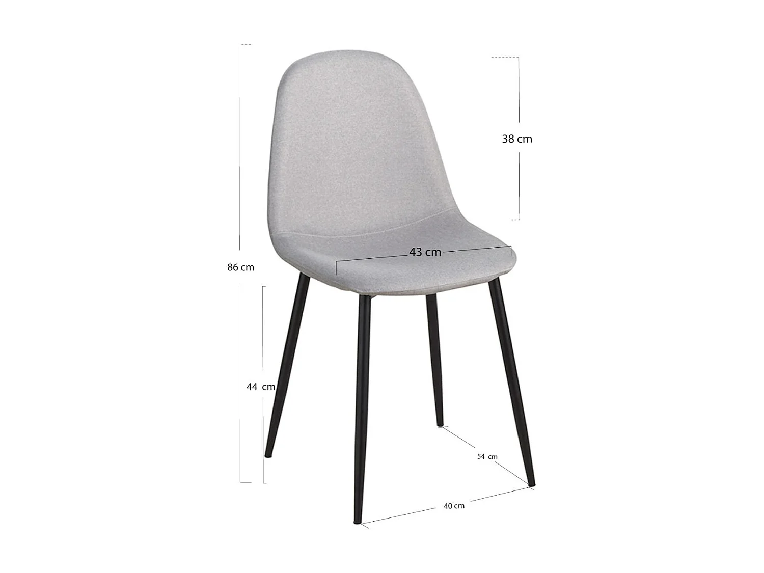 Sillas Comedor - Silla Black Teok Tela - Gris claro