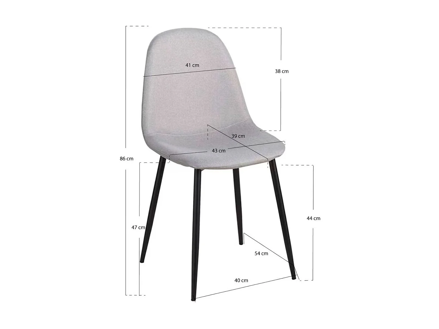 Sillas Comedor - Silla Black Teok Tela - Gris claro