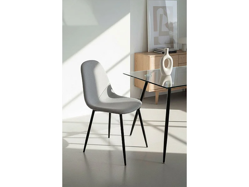 Sillas Comedor - Silla Black Teok Tela - Gris claro