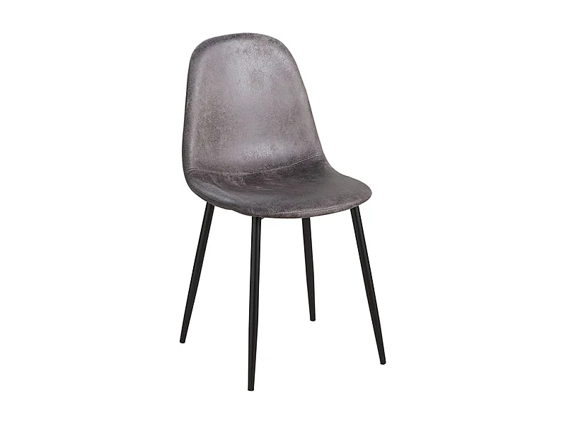 Sillas Comedor - Silla Black Teok Polipiel Vintage - Gris oscuro