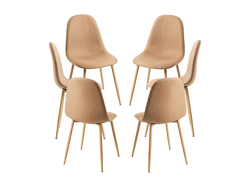 Packs Sillas Comedor - Pack 6 Sillas Teok Tela - Marrón arena