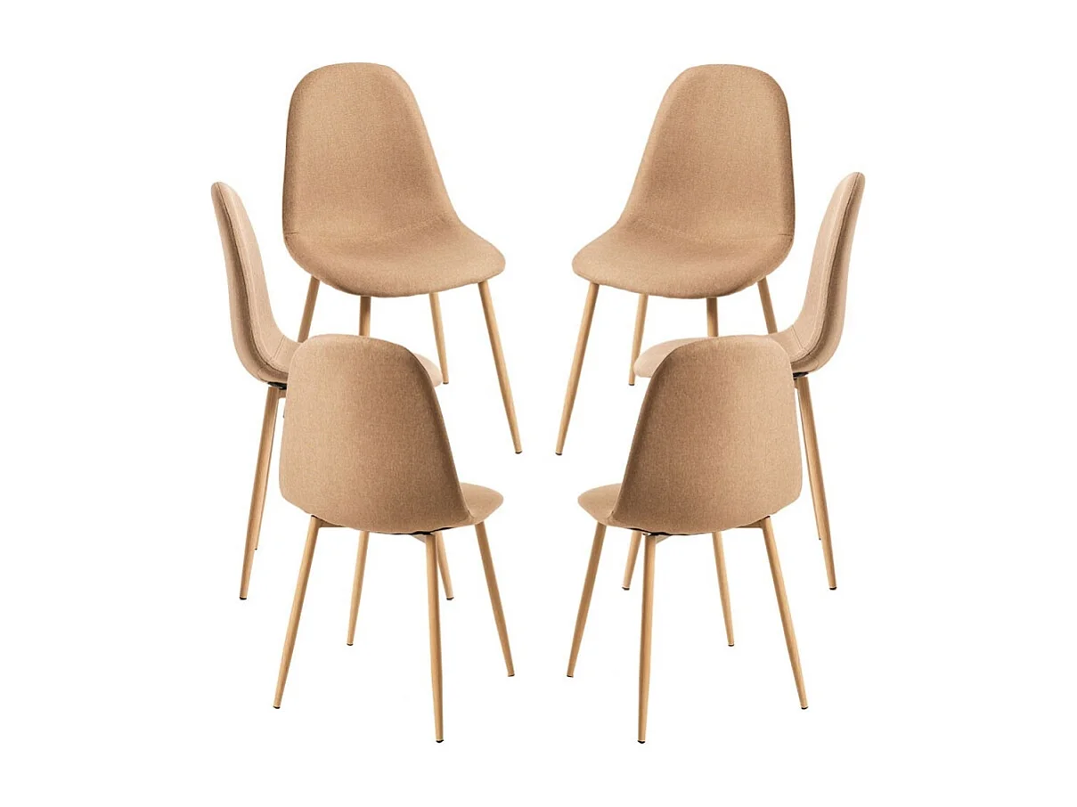 Packs Sillas Comedor - Pack 6 Sillas Teok Tela - Marrón arena