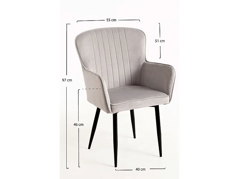 Sillas Comedor - Silla Dalye Terciopelo - Gris