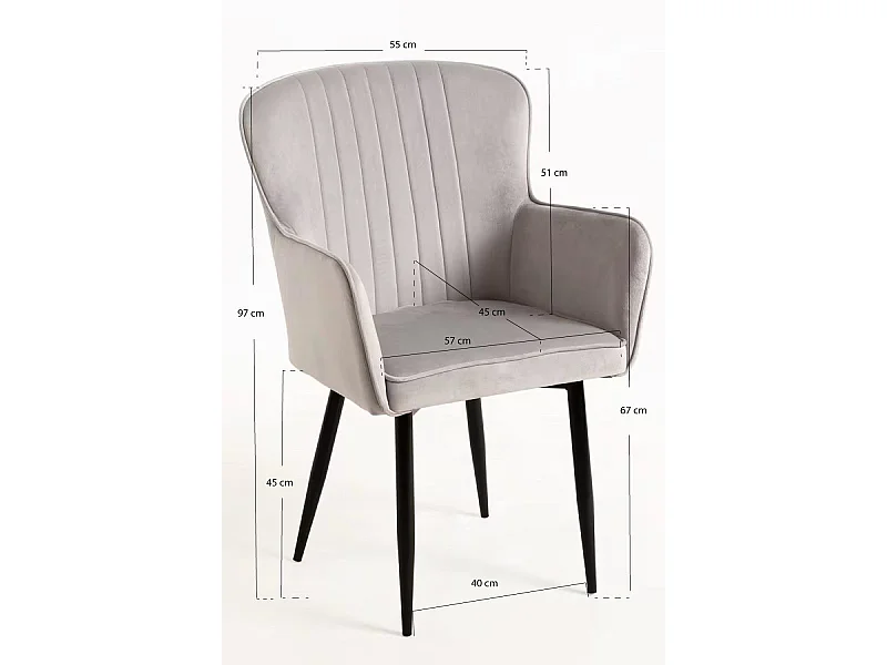 Sillas Comedor - Silla Dalye Terciopelo - Gris