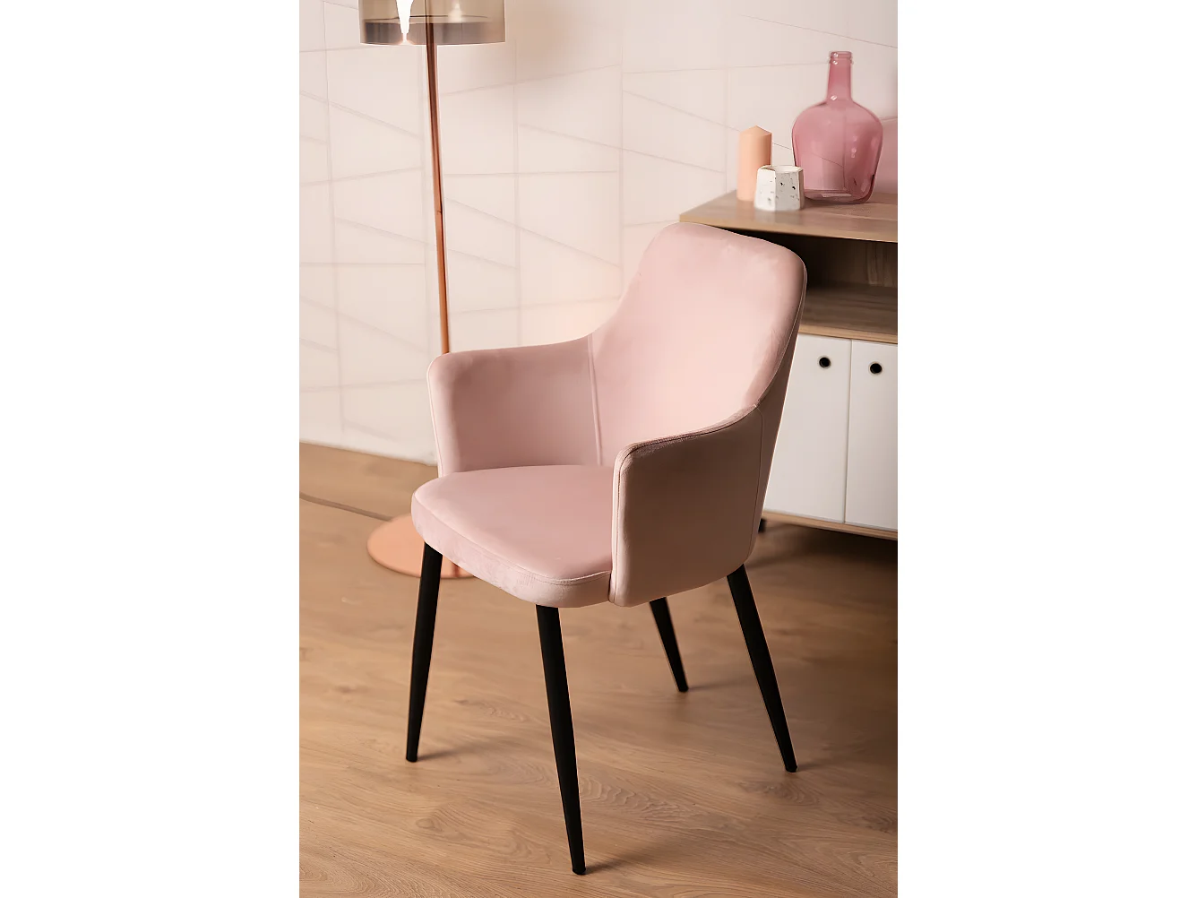Sillas Comedor - Silla Puan Terciopelo - Rosa